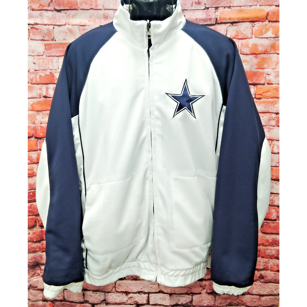 Dallas Cowboys Reversible Coat Mens Large Navy White NFL Football Sports8
